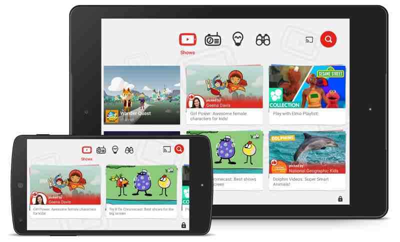 The start screen of Youtube Kids